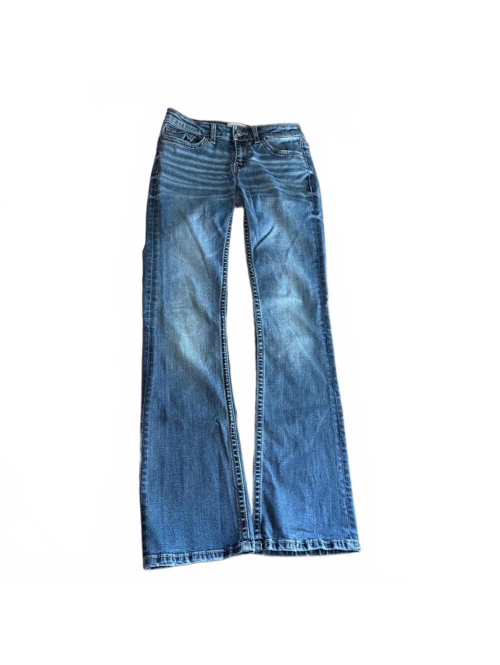 BKE Denim Stella Bootcut Jeans Size 27R 30.5 Inseam Whisker Mid Rise Medium Wash